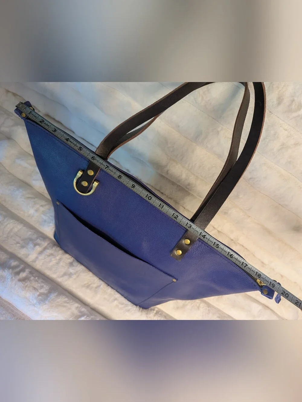 Portland Leather Goods Large Cobalt Blue Zipper Tote Bag